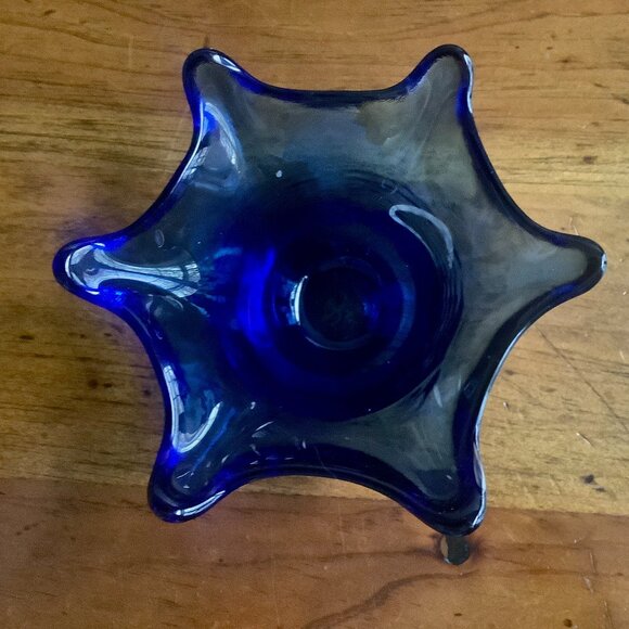 Set of Candleholders Cobalt Blue Glass Small - Picture 7 of 10